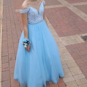 Cinderella blue ballgown prom dress